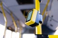 Payment terminal in the bus, non-cash payment for travel in public transport Royalty Free Stock Photo