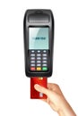 Payment Terminal With Inserted Credit Card