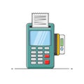 Payment terminal machine with inserted credit card and printed receipt for secure transaction illustration Royalty Free Stock Photo