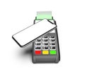 Payment terminal isolated on white background.