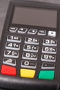 Payment terminal using to enter pin code. Cashless paying for shopping Royalty Free Stock Photo