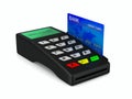 Payment terminal on white background