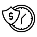 Payment time icon outline vector. Money loan