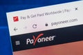 Payoneer.com Web Site. Selective focus.