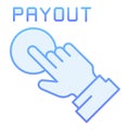 Payout button flat icon. Hand and pay button blue icons in trendy flat style. Payment gradient style design, designed