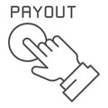 Payout button thin line icon. Hand and pay button vector illustration isolated on white. Payment outline style design