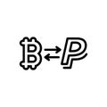 Black line icon for Paypal exchange, paypal and bitcoin