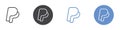Paypal icon Flat set in black and white color Royalty Free Stock Photo