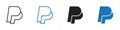 Paypal icon linear graphics set vector in black Royalty Free Stock Photo