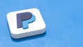 Paypal Logo Icon on Blue Background with Copy space