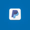 Paypal Logo Icon on Flat Blue Background Royalty Free Stock Photo