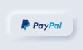 Paypal logo. PayPal icon. Paypal is an internet based digital money transfer service. Neumorphic UI UX white user interface.