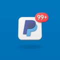 Paypal Logo with 99 Notification on Blue Background