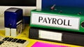 Payroll accounting. The text label in the folder office of the Registrar.