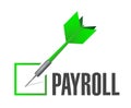 payroll check dart sign concept illustration