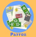 Payroll, invoice sheet flat illustration. Payroll template, calculate salary, budget concepts. Modern flat design