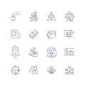 Payroll line icons collection. Wages, Deductions, Taxes, Benefits, Compensation, Paychecks, Gross vector and linear Royalty Free Stock Photo