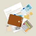 Payroll salary accounting payment wages money calculator icon symbol Royalty Free Stock Photo
