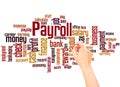 Payroll word cloud and hand writing concept