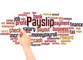 Payslip word cloud hand writing concept