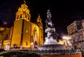 Paz Peace Statue Our Lady Basilica Night Guanajuato Mexico Royalty Free Stock Photo