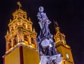 Paz Peace Statue Our Lady Basilica Night Guanajuato Mexico Royalty Free Stock Photo