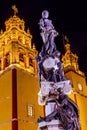 Paz Peace Statue Our Lady Basilica Night Guanajuato Mexico Royalty Free Stock Photo