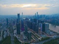 Pazhou West District under construction at sunset, Guangzhou