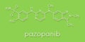 Pazopanib cancer drug molecule tyrosine kinase inhibitor class. Skeletal formula.