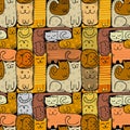 Pazzle with funny cats. Cats House. Seamless Pattern for your design