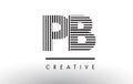 PB P B Black and White Lines Letter Logo Design.