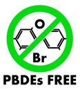 PBDEs free icon. Polybrominated diphenyl ethers chemical molecule and letters Br and O (chemical symbols for Bromine and Royalty Free Stock Photo
