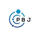 PBJ letter technology logo design on white background. PBJ creative initials letter IT logo concept. PBJ letter design Royalty Free Stock Photo