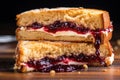 a pbj toast sandwich with crusts removed Royalty Free Stock Photo