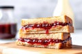 a pbj toast sandwich with crusts removed Royalty Free Stock Photo