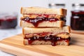 a pbj toast sandwich with crusts removed Royalty Free Stock Photo