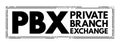 PBX Private Branch eXchange - term for a telephone system or an interphone network, acronym text concept stamp Royalty Free Stock Photo