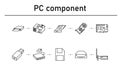 PC component simple concept icons set