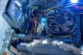 PC components in dust. macro CPU fan. It does not work, in dust and dirty. Royalty Free Stock Photo