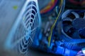 PC components in dust. macro CPU fan. It does not work, in dust and dirty. Royalty Free Stock Photo