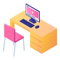 Pc computer on table icon, isometric style Royalty Free Stock Photo