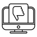 Pc dislike icon outline . Social media