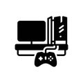 Black solid icon for Pc Game, multiplayer and gamepad