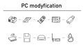 PC modification simple concept icons set