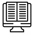 Pc monitor book icon outline vector. Help child