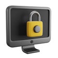 Pc monitor with closed padlock, internet security and virus protection web technology icon Royalty Free Stock Photo