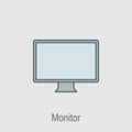 PC monitor icon. Element of computer parts with name icon for mobile concept and web apps. Filled outline PC monitor icon can be u