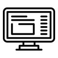 Pc monitor icon outline vector. Computer screen Royalty Free Stock Photo