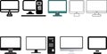PC monitor icon set collection,computer,display, monitor,desktop, lcd, screen vector