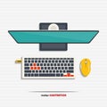 Pc monitor, keyboard, mouse and USB flash drive Royalty Free Stock Photo